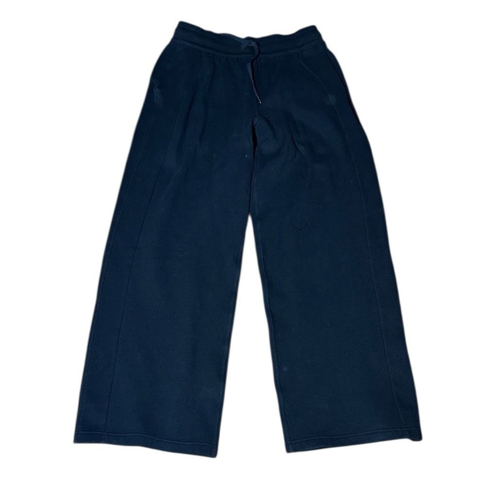 Lululemon women’s small softstreme wide leg‎ high rise sweatpants lw5gees black